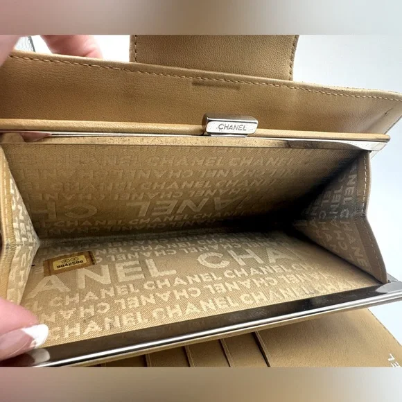 Chanel Long Wallet with Coin Pocket Precious Symbols Camel Leather Authentic y2k - Picture 10 of 16